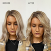 Vor und nach der Anwendung des Abyssian Hello Volume Conditioners gegen Haarausfall für lockere, definierte Locken.