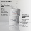 Die Rich Hydration Mask für tiefenwirksame Feuchtigkeit und die Weightless Nourishing Mask, die jeweils mit Details für verschiedene Haartypen versehen sind.