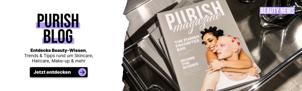 Werbegrafik für den Purish-Blog, die ein Magazin-Cover mit zwei sich umarmenden Personen zeigt.
