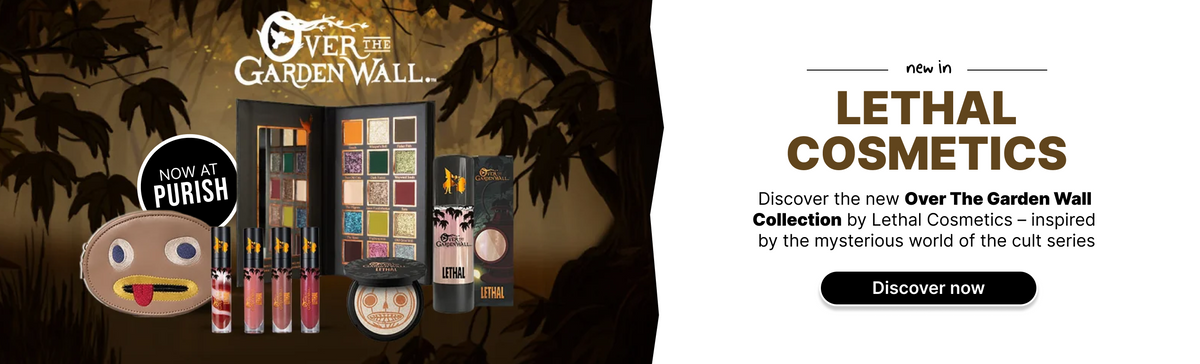 Over the Garden Wall Make-up-Kollektion von Lethal Cosmetics mit Lidschattenpalette, Lipgloss, Highlighter und Kosmetiktasche – jetzt bei PURISH