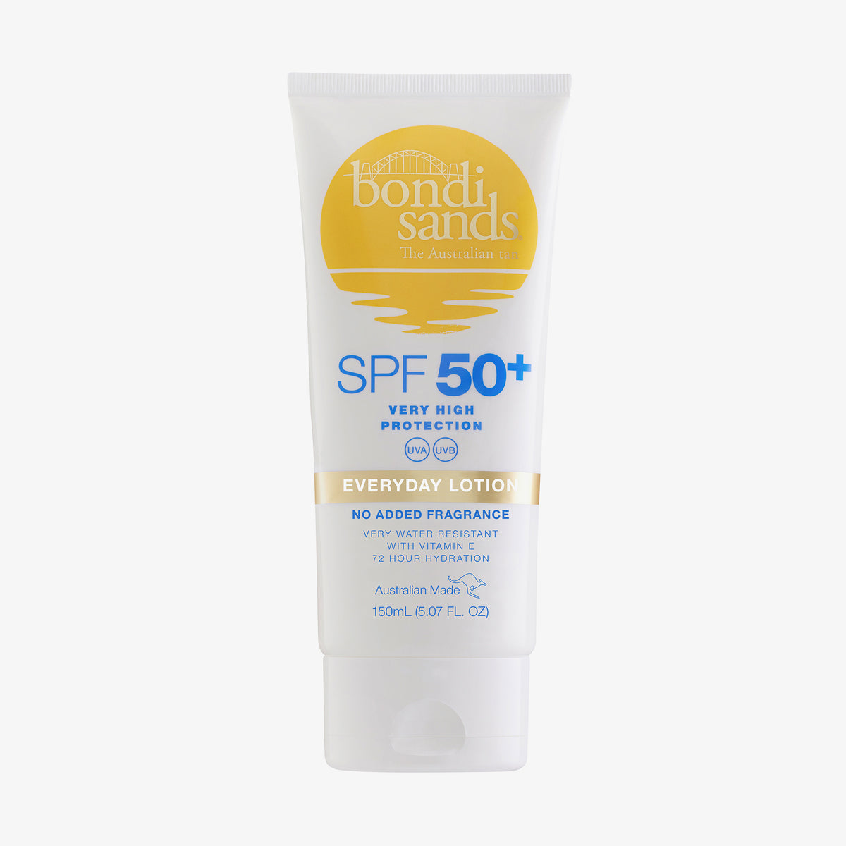 Die Tube Sonnenschutzmittel Bondi Sands SPF 50+ Everyday Body Lotion bietet sehr hohen Schutz und 72 Stunden Feuchtigkeitsversorgung.