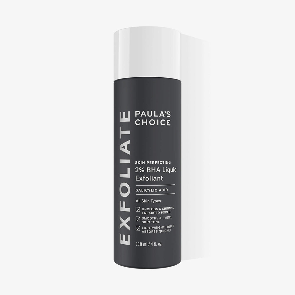 Paula's Choice Skin Perfecting 2% BHA Liquid Exfoliant. 118 ml. Weißer Hintergrund.