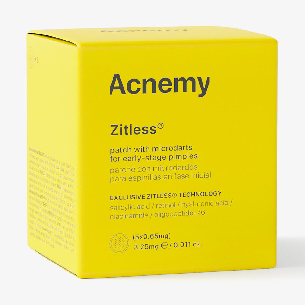 Eine Packung Acnemy Zitless® 5 Patches vor weißem Hintergrund